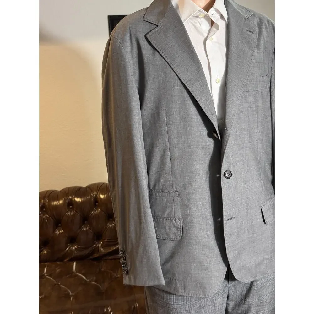 Brunello Cucinelli Wool Silk Deconstructed Blazer Gray Lightweight 50 40R